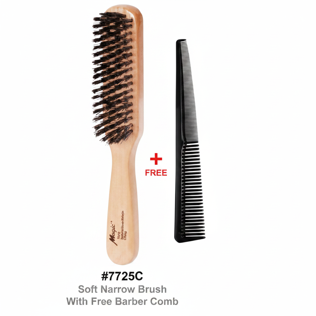 #7725C Soft Narrow Brush with Free Barber Comb - Magic Collection