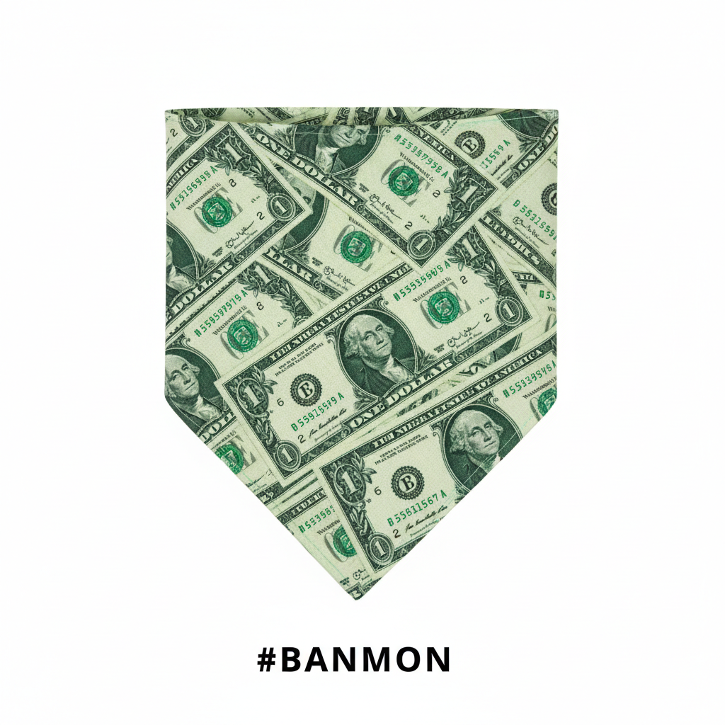 Dollar Bill Print Bandana #BANMON