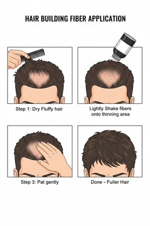 DexE Hair Building Fibers how to use steps