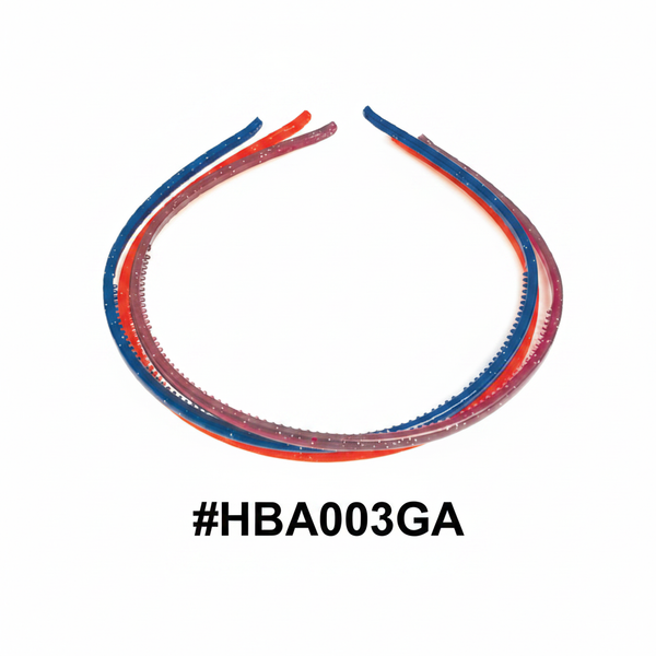 Assorted Slim Hair Bands Blue Red Purple 3pcs #HBA003GA