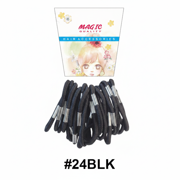 Magic Quality Hair Ties with Metal in Black #24BLK