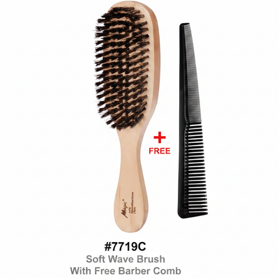 #7719C Soft Wave Brush with Free Barber Comb - Magic Collection