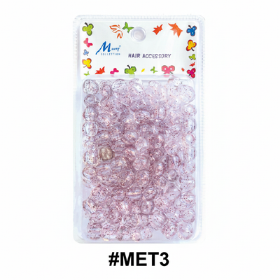 Murry Collection #MET3 Jumbo Pink Glitter Hair Beads Hair Accessory