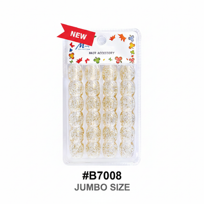 Merry Collection Jumbo Clear Glitter Bubble Hair Beads 24pcs #B7008