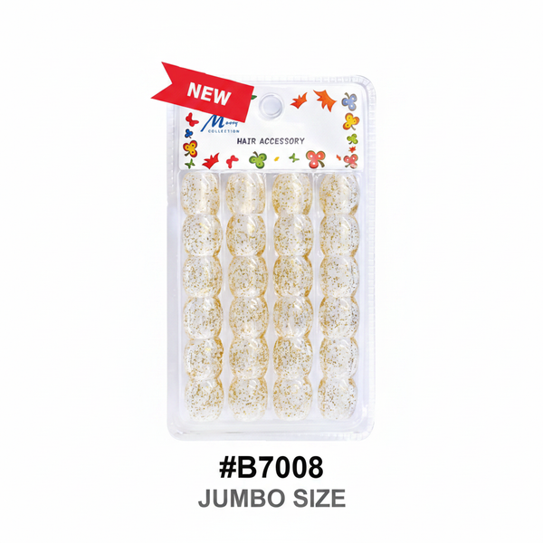 Merry Collection Jumbo Clear Glitter Bubble Hair Beads 24pcs #B7008