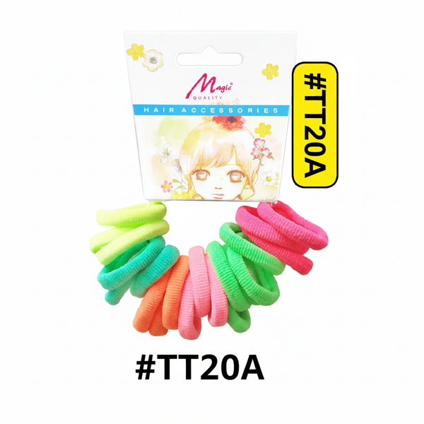 Magic Quality Neon Assorted Hair Ties 20pcs on Card #TT20A