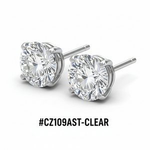 CZ Round Stud Earrings Clear Crystal #CZ109AST