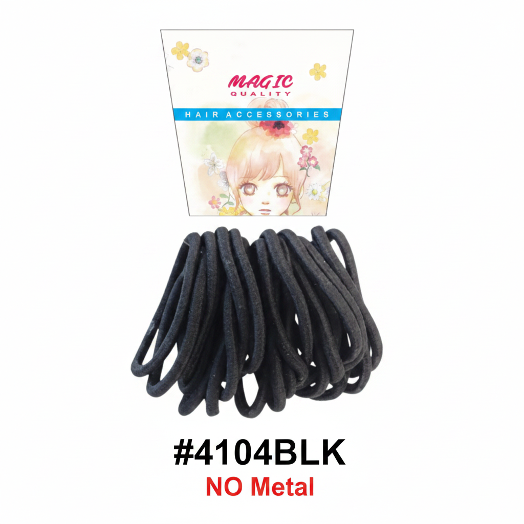 Magic Quality Hair Ties No Metal in Black #4104BLK
