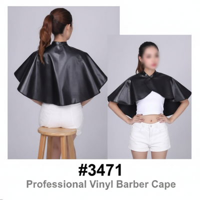 Professional Vinyl Barber Cape Black #3471