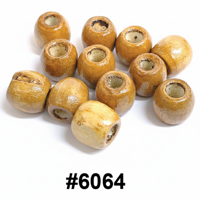 Natural wood barrel beads 24 packs of 5 on retail display card #6064