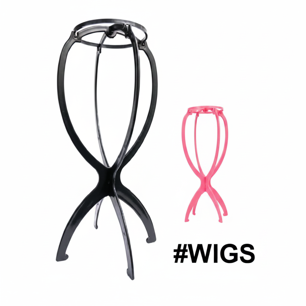 Foldable Wig Stand Black and Pink #WIGS