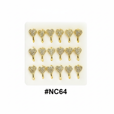 Gold Pavé Crystal Heart Nail Charms 15-Pack Display Card #NC64