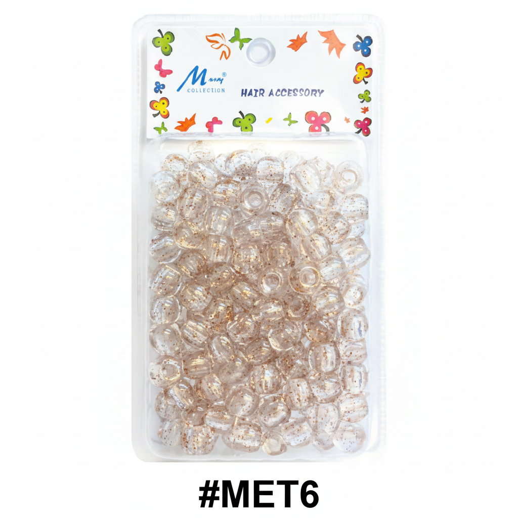 Murry Collection #MET6 Jumbo Champagne Gold Glitter Hair Beads Hair Accessory