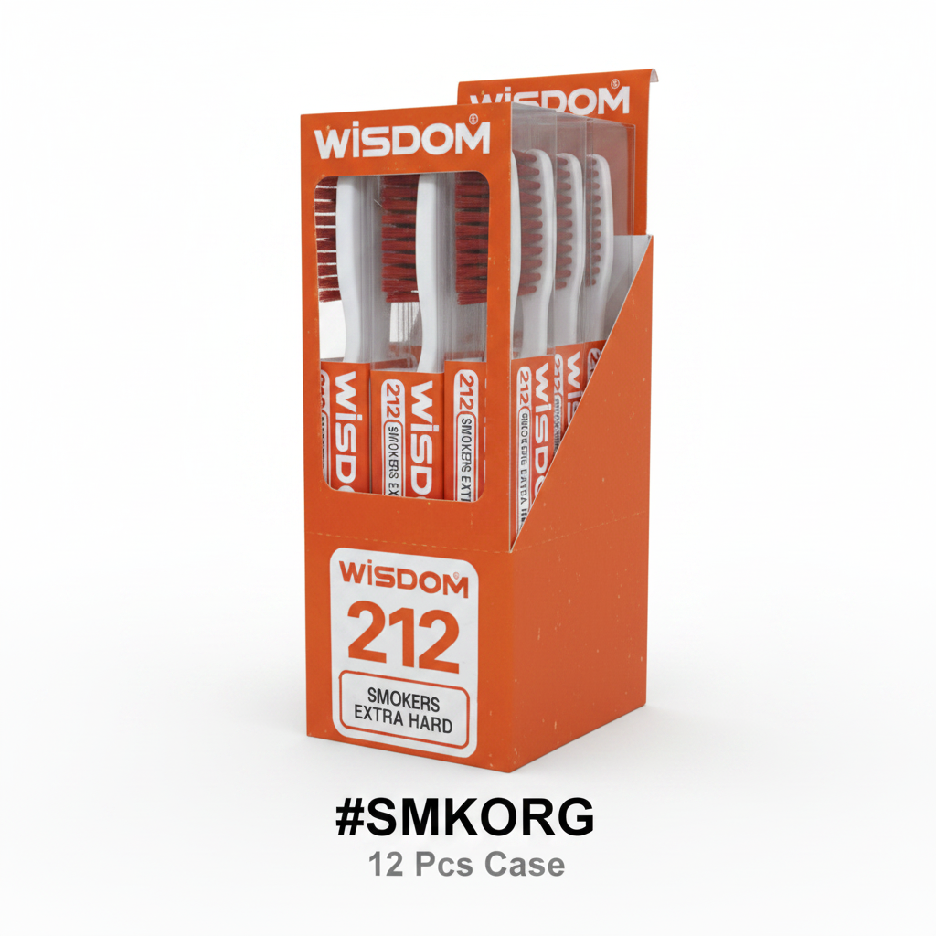 Wisdom 212 Smokers Extra Hard Toothbrush Orange Display Case #SMKORG