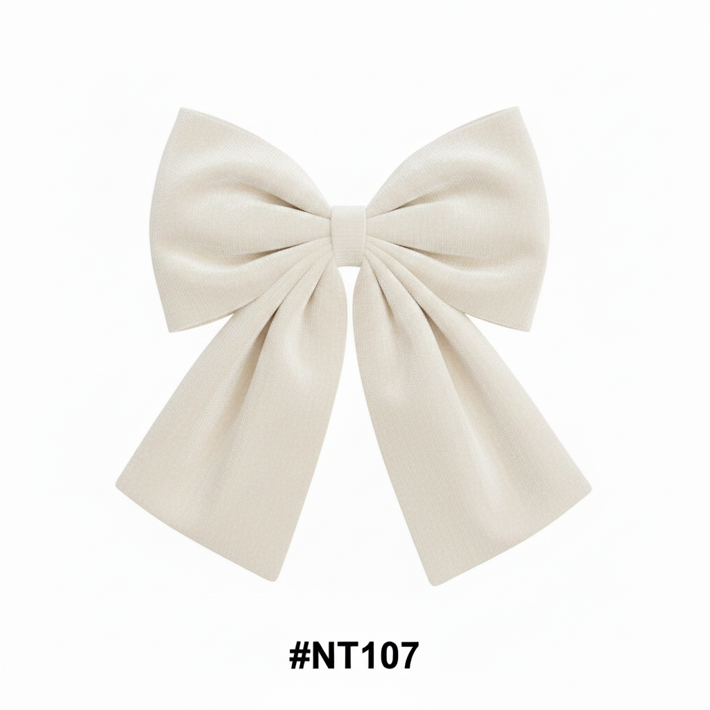 Cream/White Velvet Hair Bow NT107