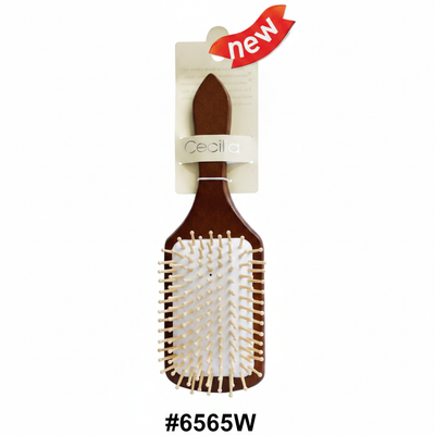 Cecilia Wooden Hair Brush #6565W Natural Wood Paddle Brush with Pin Bristles