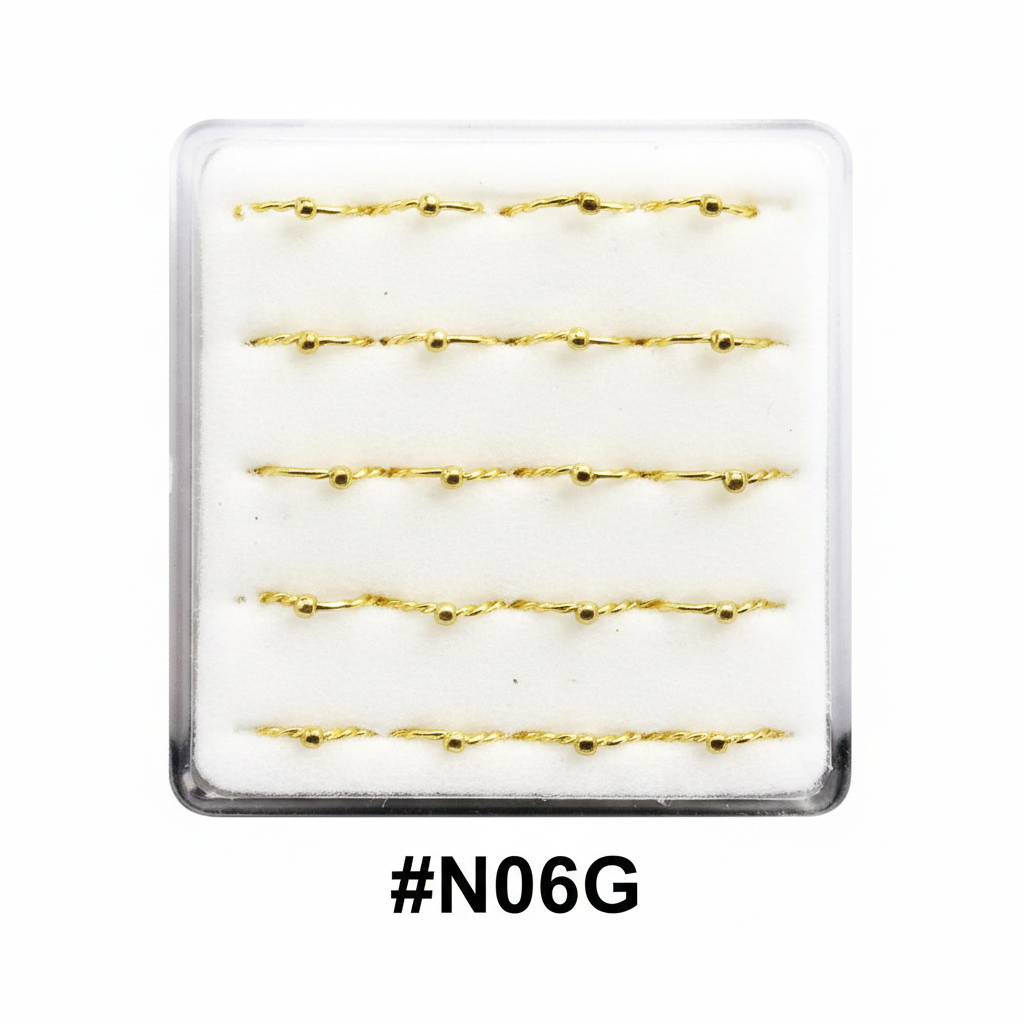 Gold Twist Wave Nose Studs #N06G