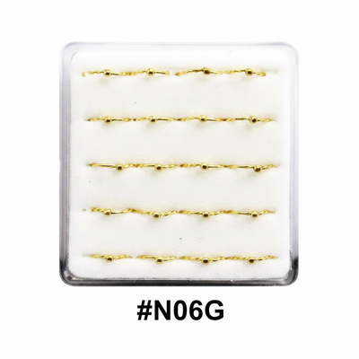 Gold Twist Wave Nose Studs #N06G