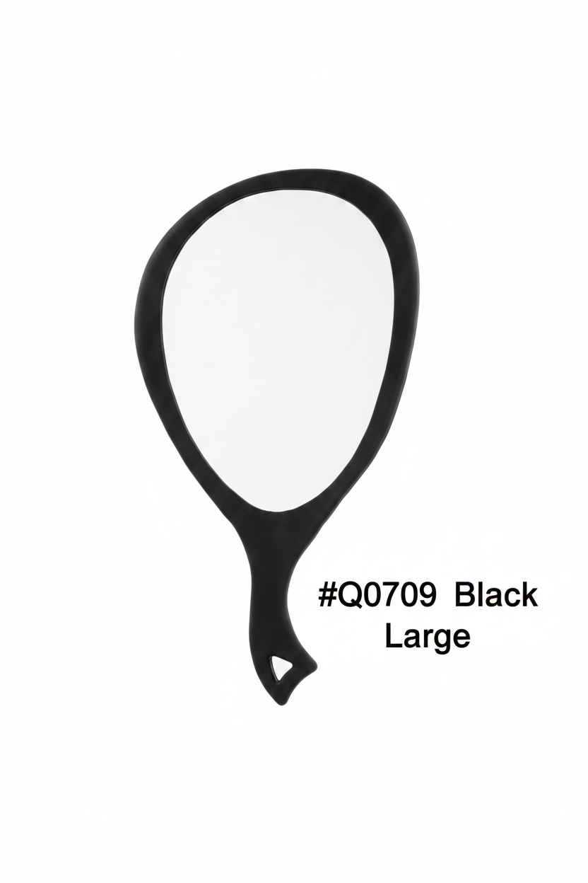 Large Teardrop Handheld Mirror with Handle Black #Q0709
