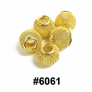 Gold round mesh beads 24 pack on card #6061