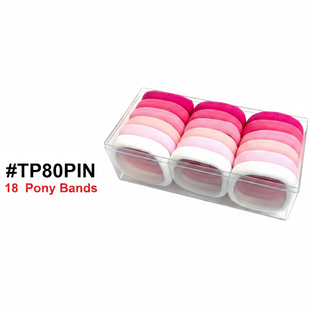 Pink Tone Thick Pony Bands 18pc #TP80PIN