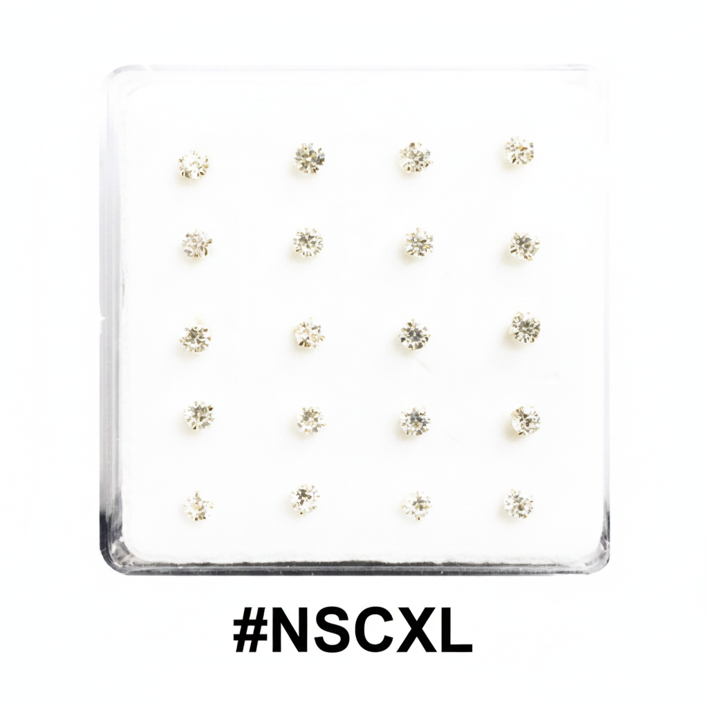 3.5mm Crystal Nose Studs 20-Pack Display Card #NSCXL