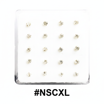 3.5mm Crystal Nose Studs 20-Pack Display Card #NSCXL