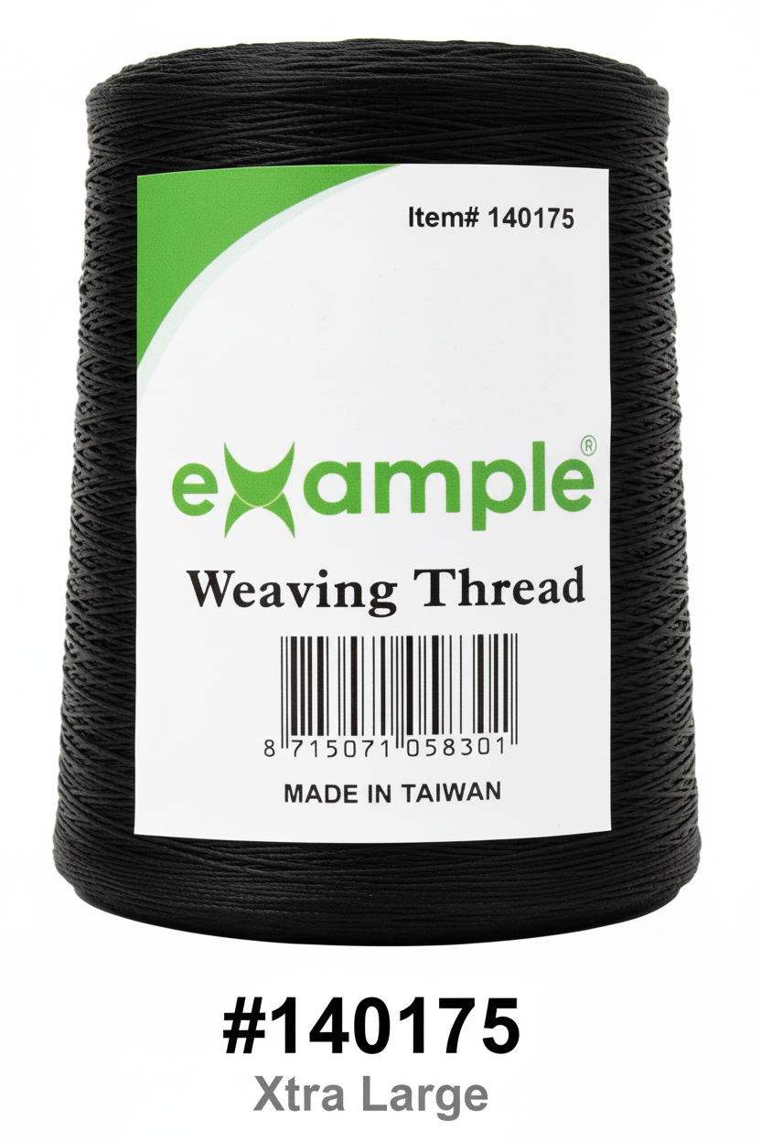 Xtra large cone of black weaving thread with green eXample branded label - #140175