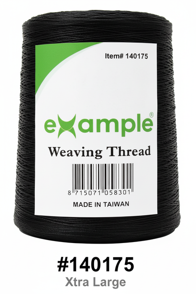 Xtra large cone of black weaving thread with green eXample branded label - #140175