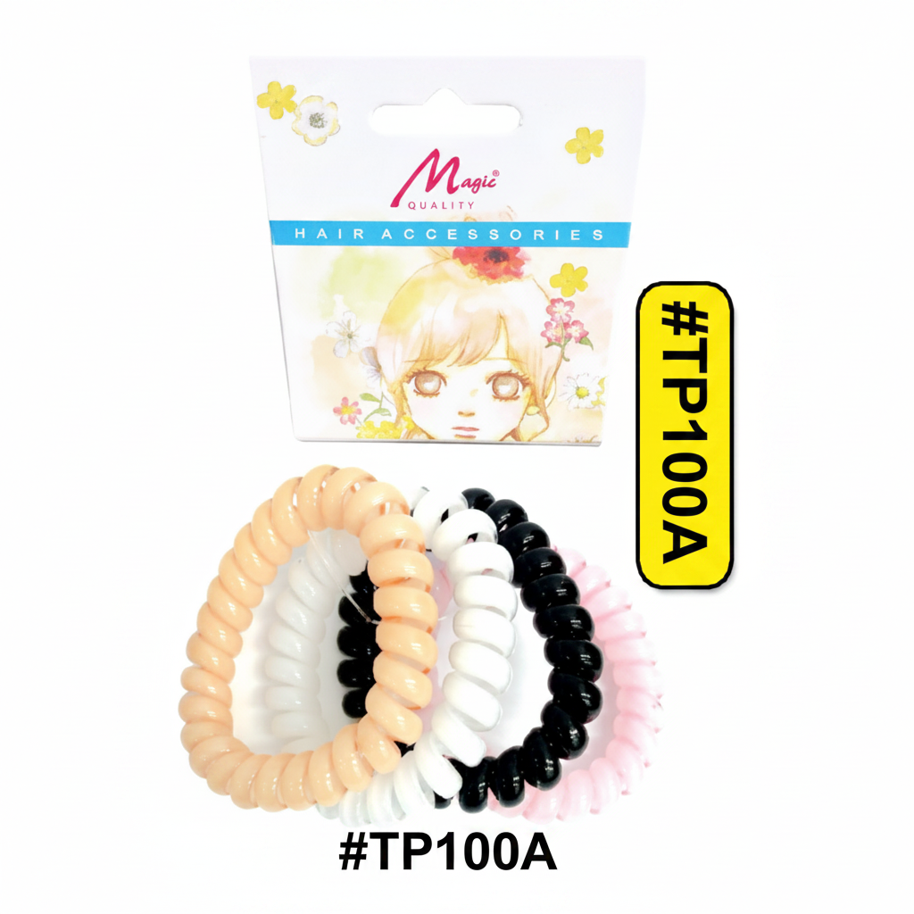 Magic Quality Assorted Spiral Coil Hair Ties 3pcs #TP100A