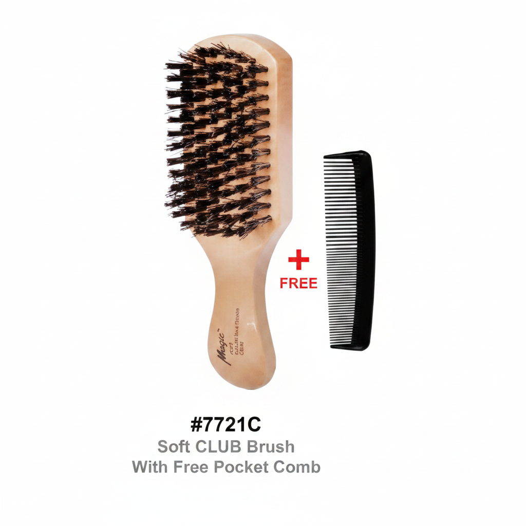 #7721C Soft Club Brush with Free Pocket Comb - Magic Collection