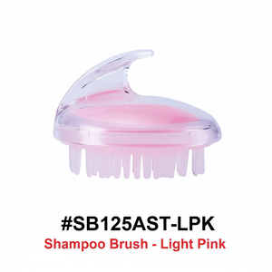 Light pink scalp shampoo brush with clear body and silicone bristles - #SB125AST-LPK