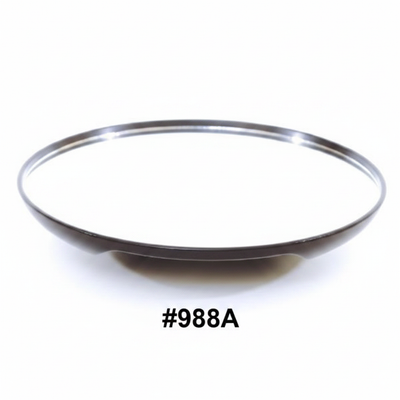 Round salon hand mirror front view with chrome rim #988A