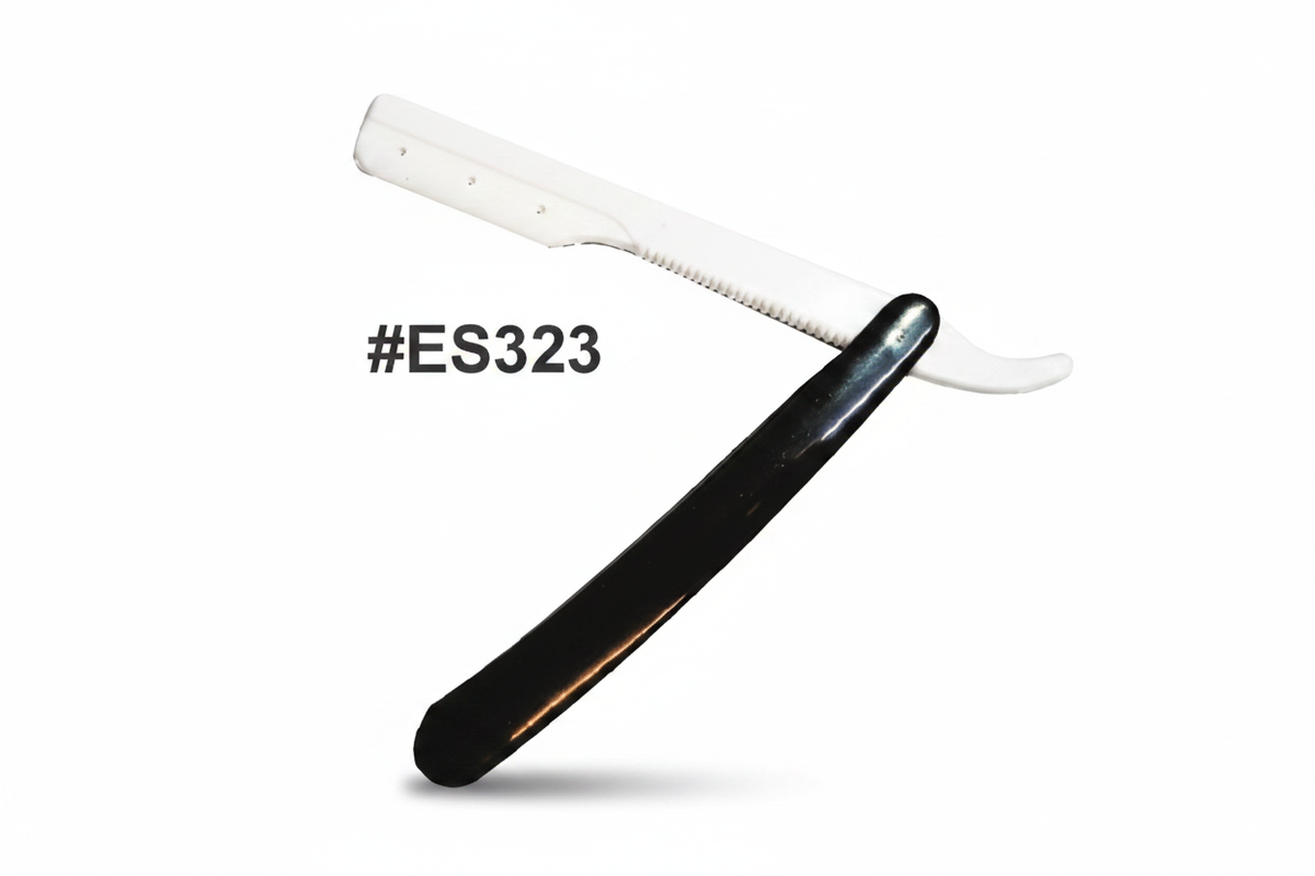Plastic No Blade Straight Razor Shavette with Black Handle #ES323