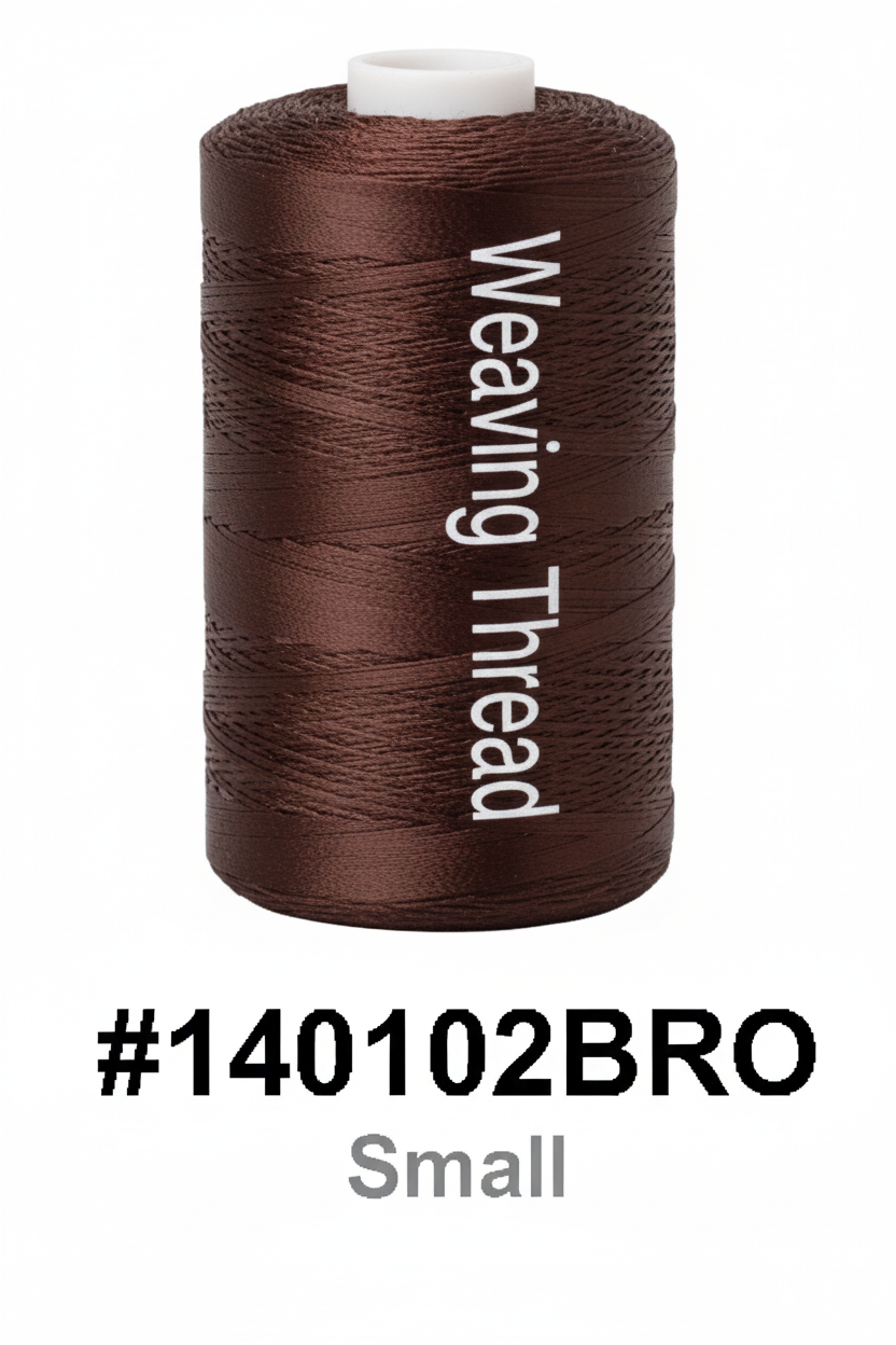 Small spool of brown weaving thread with white cap - #140102BRO