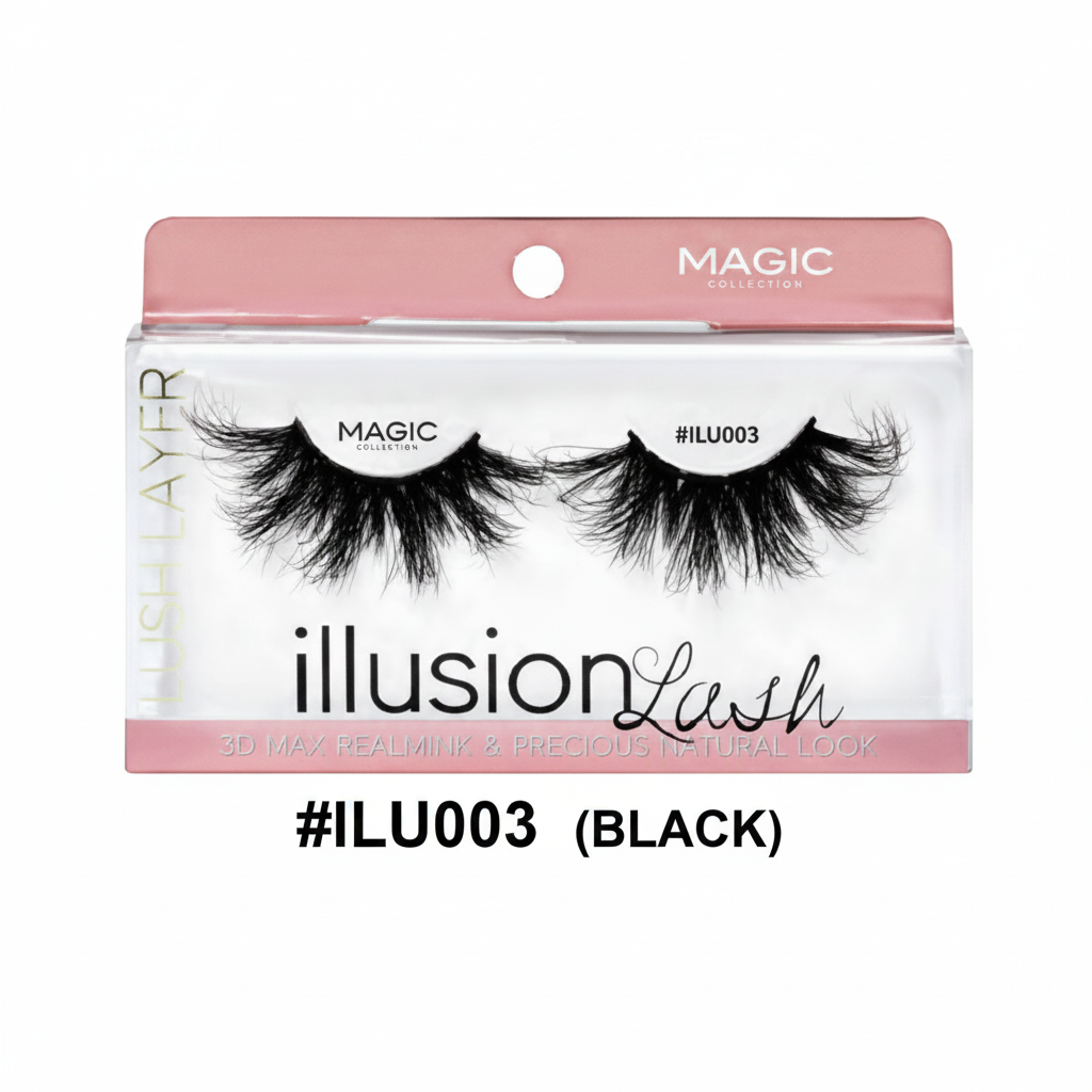 Magic Collection Illusion Lash #ILU003 25mm 3D Real Mink Eyelash – Black 12pcs