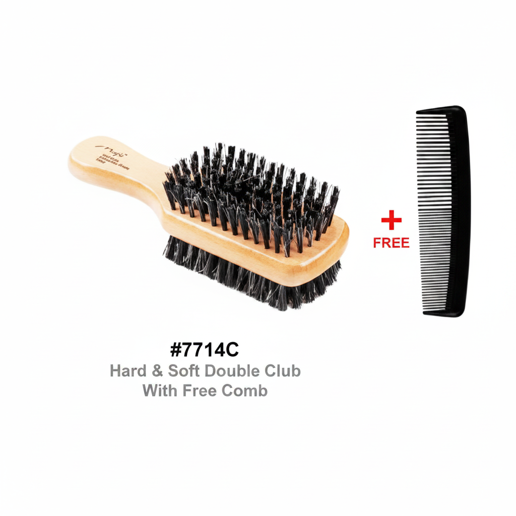 #7714C Hard & Soft Double Club Brush with Free Comb