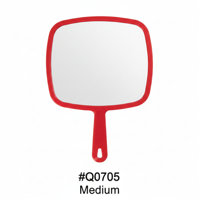 Medium Square Handheld Mirror with Handle Red #Q0705