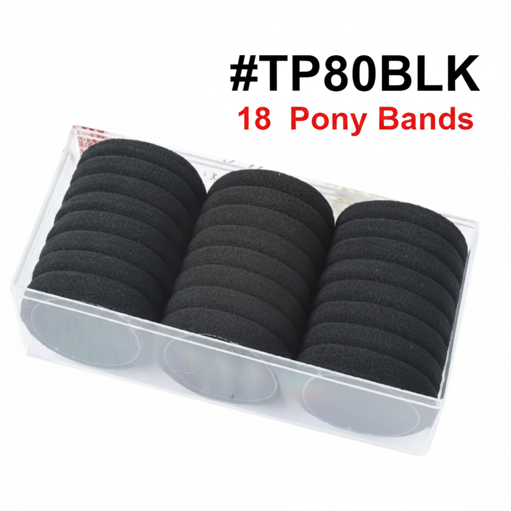 Black Thick Pony Bands 18pc #TP80BLK
