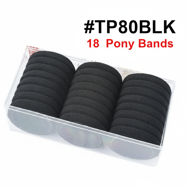 Black Thick Pony Bands 18pc #TP80BLK
