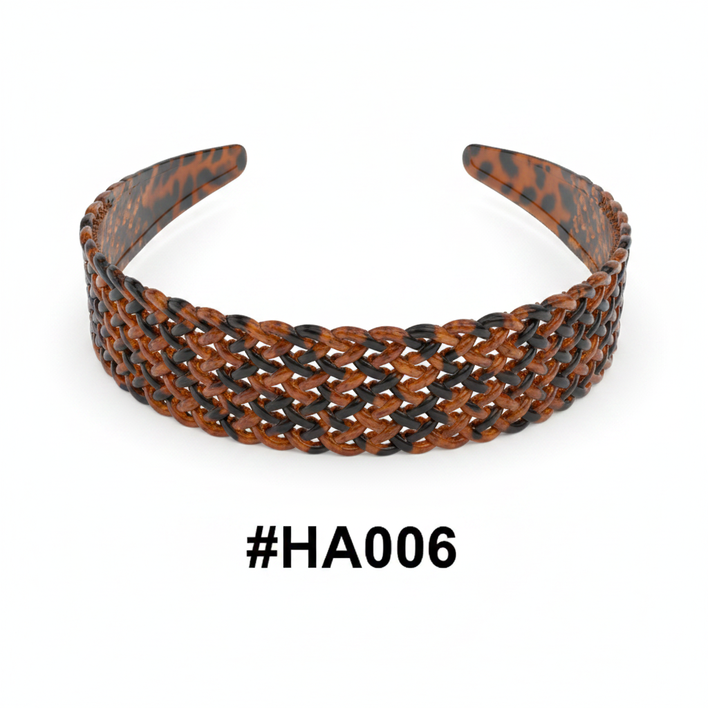 Tortoiseshell Wide Woven Beaded Hair Band #HA006
