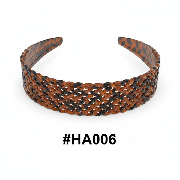 Tortoiseshell Wide Woven Beaded Hair Band #HA006