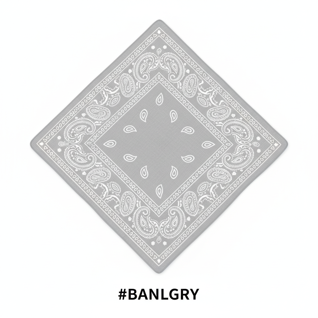 Light Grey Paisley Print Cotton Bandana #BANLGRY