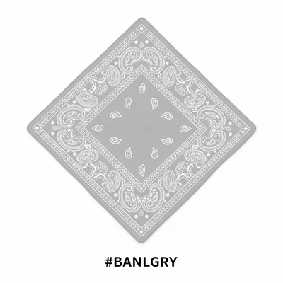 Light Grey Paisley Print Cotton Bandana #BANLGRY