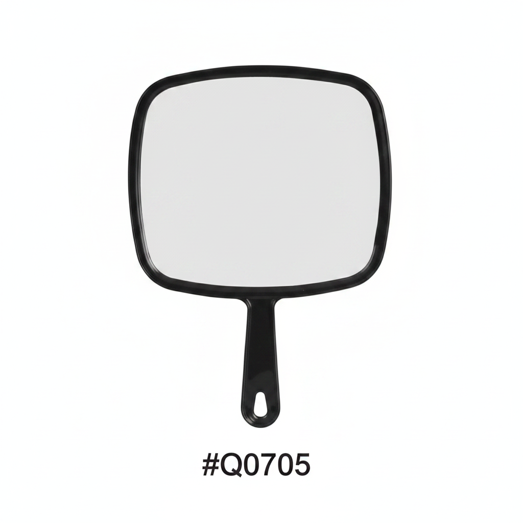 Medium Square Handheld Mirror with Handle Black #Q0705