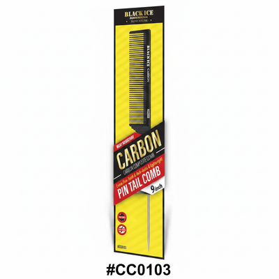Black Ice Carbon Pin Tail Comb 9 inch #CC0103