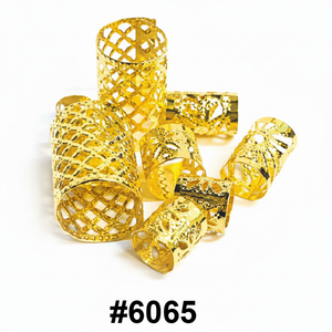 Gold diamond mesh tube dreadlock beads 24pk card assorted sizes #6065