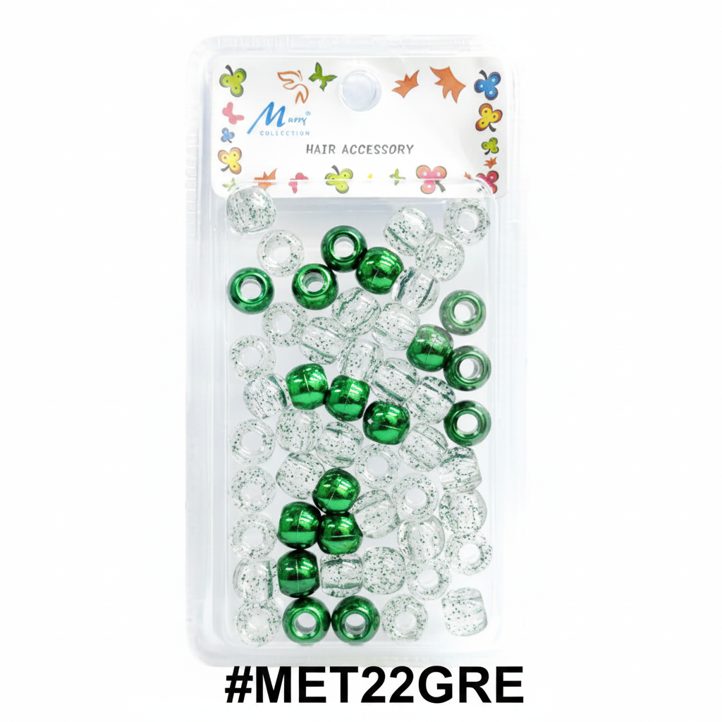 Mayys Metallic Green Hair Beads #MET22GRE