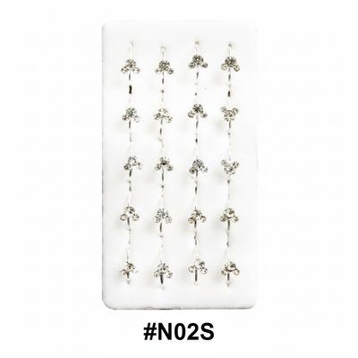 Silver Crystal Rhinestone Flower Nose Pins #N02S