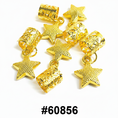 Gold star charm dread beads 24pcs card diamond lattice barrel braid jewellery #60856